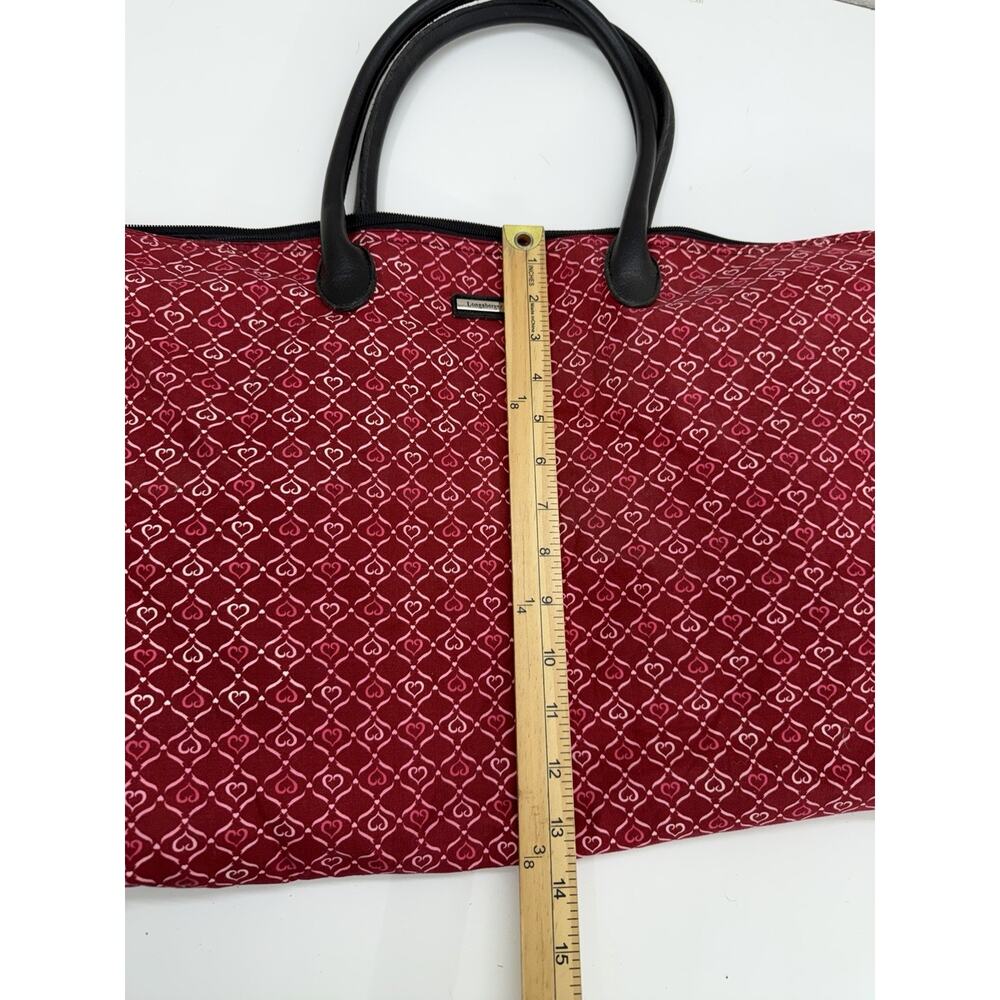 Longaberger Homestead Tote Bag Purse Red Hearts Zip Up Lined - Picture 13 of 15